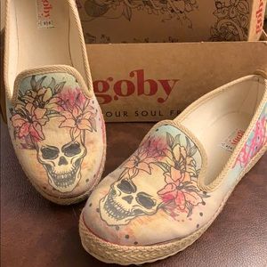 Sugar Skull Espadrilles by Goby sz 37 6.5 so cute